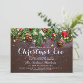 松ぼっくり ブランチ ラスティック ホリデー クリスマスイブ 招待状 (スタンド正面)