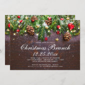 松ぼっくり ブランチ ラスティック ホリデー クリスマス ブランチ 招待状 (正面/裏面)