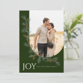 松ぼっくり ブーケ 垂直 ホリデー カード 緑 (スタンド正面)