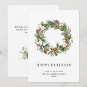 松ぼっくり 松の木のリース メリークリスマス グリーティングカード シーズンカード (正面/裏面)