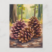 松ぼっくり | 秋の水彩森林 ポストカード (正面)