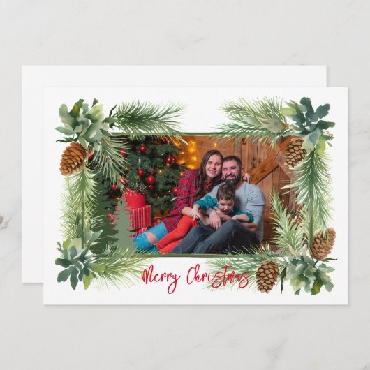 松ぼっくり 1-写真 5x7 フラット シーズンカード (正面/裏面)