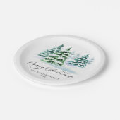松エレガント木のクリスマスグリーティング ペーパープレート (アングル)