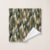 松エレガント林パターン バスタオルセット (ウォッシュタオル)