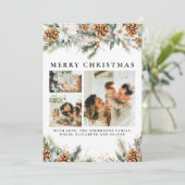 松エレガント葉 | ボタニカルブラッククリスマス シーズンカード (スタンド正面)