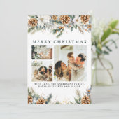 松エレガント葉 | 植物性金ゴールドクリスマス シーズンカード (スタンド正面)