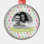 松カラフルの木のクリスマス写真 メタルオーナメント (正面)