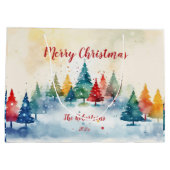 松カラフル木クリスマス ラージペーパーバッグ (裏面)