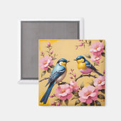松カラフル鳥 マグネット (正面/裏面)
