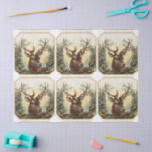 松コーンクラウン付きクリスマスディアー 薄葉紙 (クラフト)