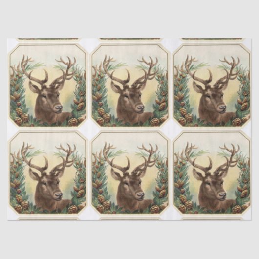 松コーンクラウン付きクリスマスディアー 薄葉紙 (正面)