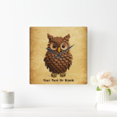 松コーンフクロウ スクエア壁時計 (ホーム)