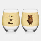 松コーンフクロウ ステムなしワイングラス (裏面)