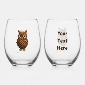 松コーンフクロウ ステムなしワイングラス (正面)