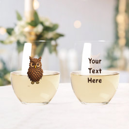 松コーンフクロウ ステムなしワイングラス