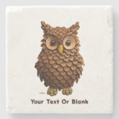 松コーンフクロウ ストーンコースター (正面)