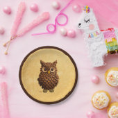 松コーンフクロウ ペーパープレート (パーティー)