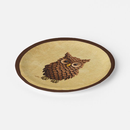 松コーンフクロウ ペーパープレート (アングル)