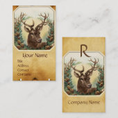 松コーン冠モノグラム羊皮付き鹿 名刺 (正面/裏面)