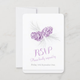 松コーン紫色の結婚式RSVP 出欠カード