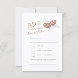 松コーン茶色の結婚式RSVP 出欠カード
