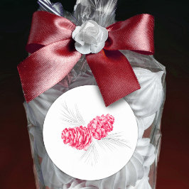 松コーン赤い灰色の冬の結婚式のシール ラウンドシール