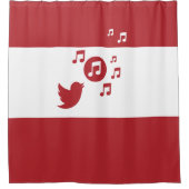 松スタイリッシュ鳥赤と白 シャワーカーテン (正面)