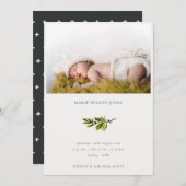 松ミニマル枝写真ベビー誕生発表 サンキューカード (正面/裏面)