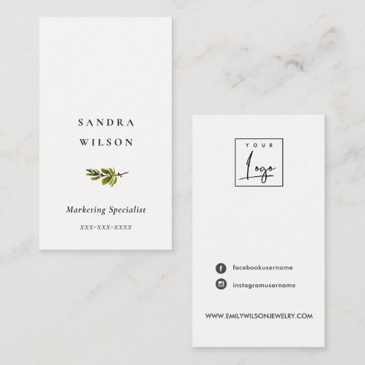 松ミニマル枝葉スタッドイヤリングディスプレイ 名刺 (正面/裏面)