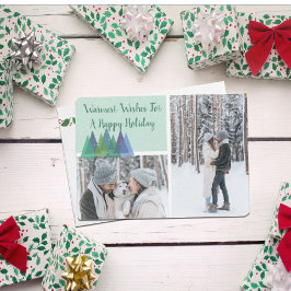 松モダン木の温かい願い | 3フォトホリデー カード