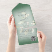 松モダン根緑QRコード オールインワン招待状 (貼ってはがせる)