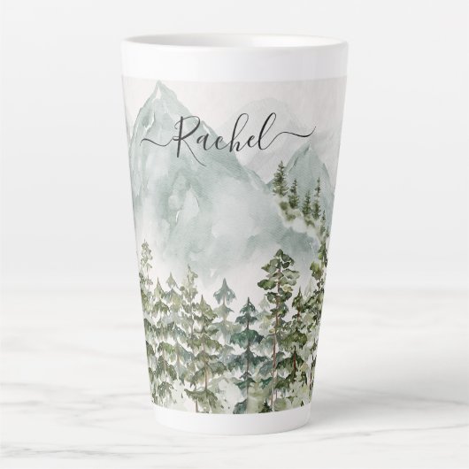 松モノグラムの林・山 カフェラテマグ (正面)