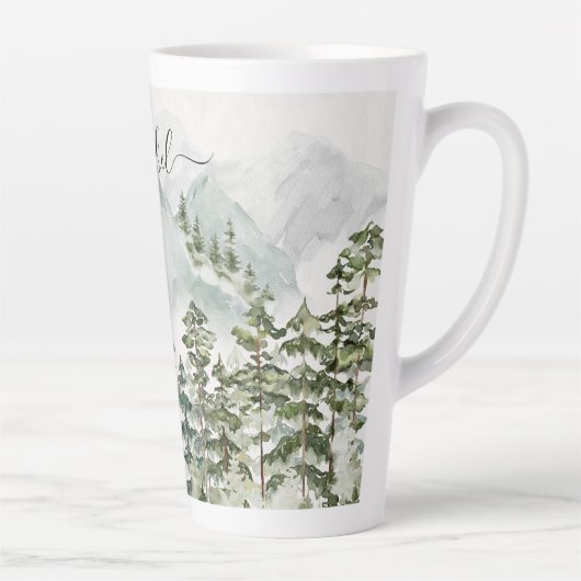 松モノグラムの林・山 カフェラテマグ (右)