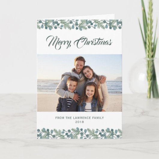 松ユーカリの葉メリークリスマスフォト シーズンカード (正面)
