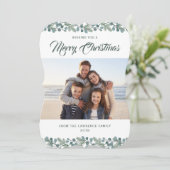 松ユーカリ葉クリスマスホリデーフォト シーズンカード (スタンド正面)