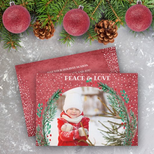 松リースクリスマスフォトホリデーカード シーズンカード
