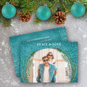 松リースターコイズクリスマスフォト シーズンカード