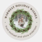 松リースメリークリスマスサークル写真 ラウンドシール (正面)