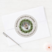 松リースメリークリスマスサークル写真 ラウンドシール (封筒)