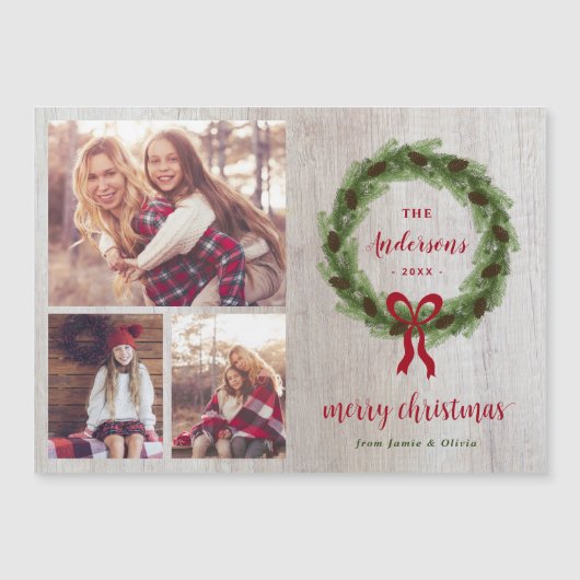 松リースメリークリスマス磁気フォトカード (正面)