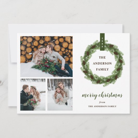 松リースメリークリスマス3写真 シーズンカード (正面)