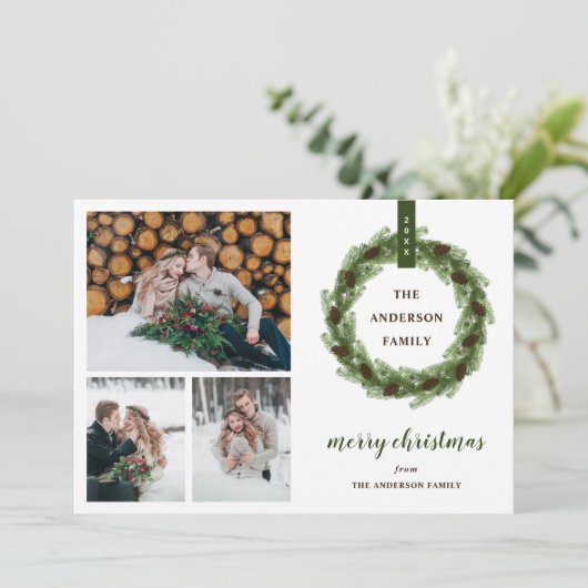 松リースメリークリスマス3写真 シーズンカード (スタンド正面)