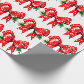 松付き赤い弓離れ白包み紙 ラッピングペーパー (角)