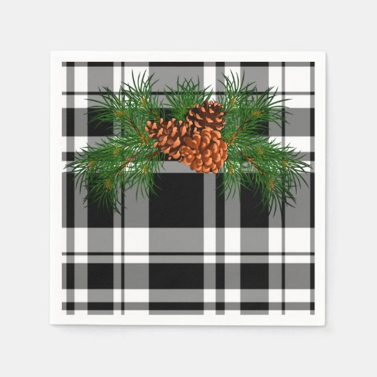 松円錐付き白黒プライド詳細 スタンダードカクテルナプキン (正面)