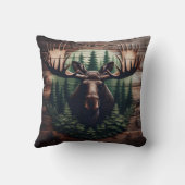松威厳のあるの木に囲まれたムースの芸術 クッション (裏面)