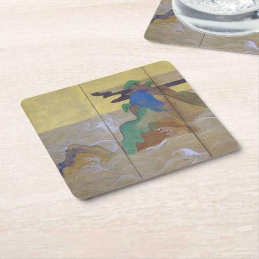 松島の波離れの俵屋宗達 スクエアペーパーコースター (アングル)