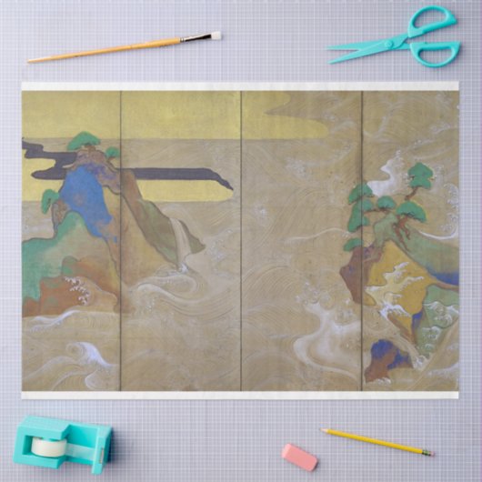 松島の波離れの俵屋宗達 薄葉紙 (クラフト)