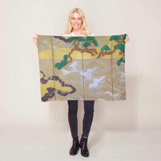 松島の波（右）俵屋宗達 フリースブランケット (インサイチュ)