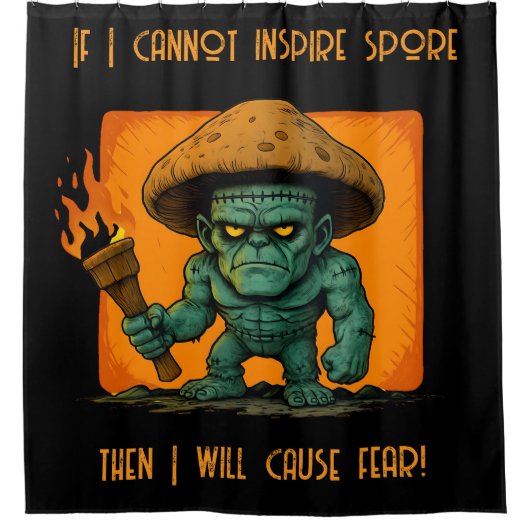 松明とキノコ獣 シャワーカーテン (正面)