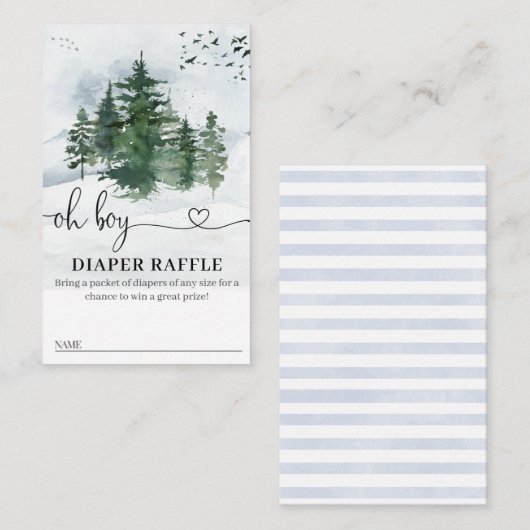 松木赤ちゃんシャワーおむつラッフルカード 名刺 (正面/裏面)